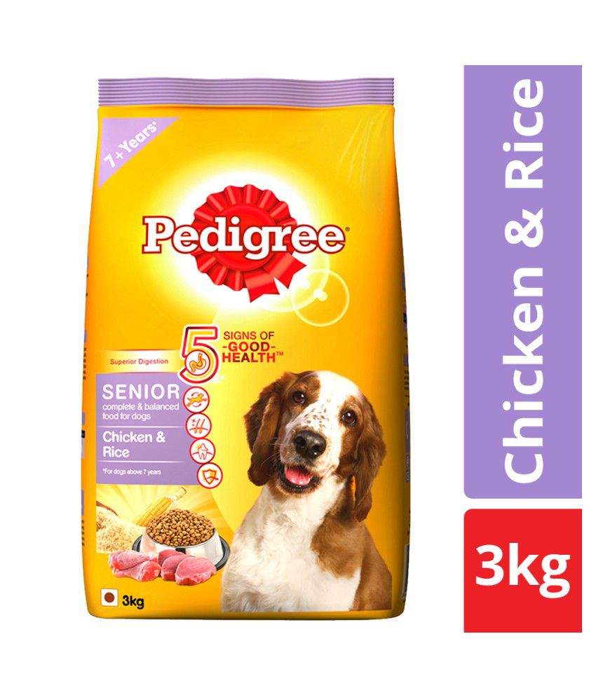     			Pedigree Dry Dog Food, Chicken & Rice for Senior Dogs (7 years+), 3 kg