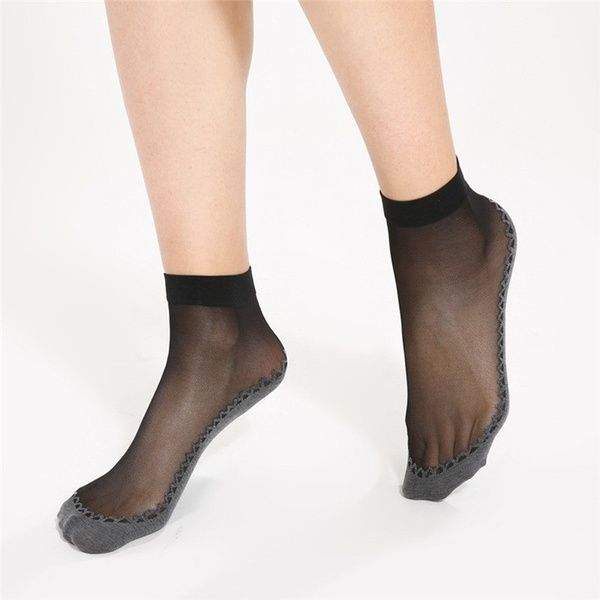 10 Pairs Sexy Ultra-thin Elastic Silky Short Silk Anti-slip Stockings ...
