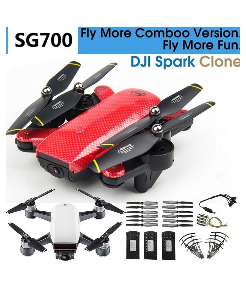Fly More Dji SPARK Clone SG700 2.4G FPV RC Drone with 2MP HD Camera Altitude Hold V-SIGH Gesture Auto-photograph Function and Optical Follow Mode RC Helicopter Quadcopter Toy - Buy