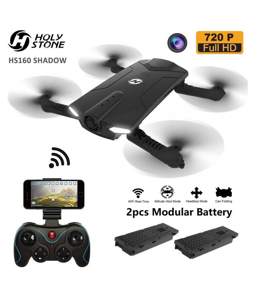 Holy Stone Hs160 Shadow Foldable 7p Hd Wi Fi Fpv 2 4ghz 6 Axis Gyro Quadcopter With Altitude Hold One Key Start Foldable Arms 2pcs Modular Batteries 3d Vr Mode Buy Holy Stone Hs160 Shadow Foldable