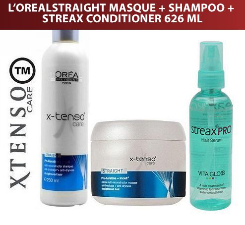 X Tenso Care Straight Masque Shampoo With Streax Pro Serum Deep
