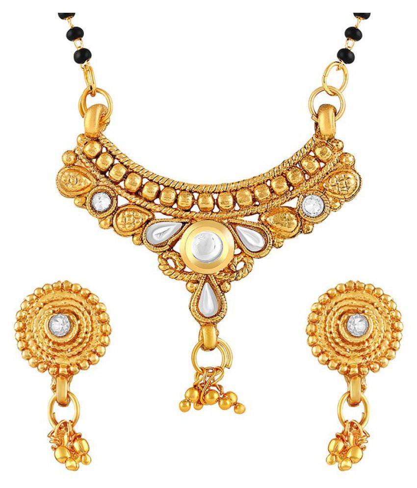     			Asmitta Attractive Designer Gold Plated White Stone Mangalsutra Set For Women