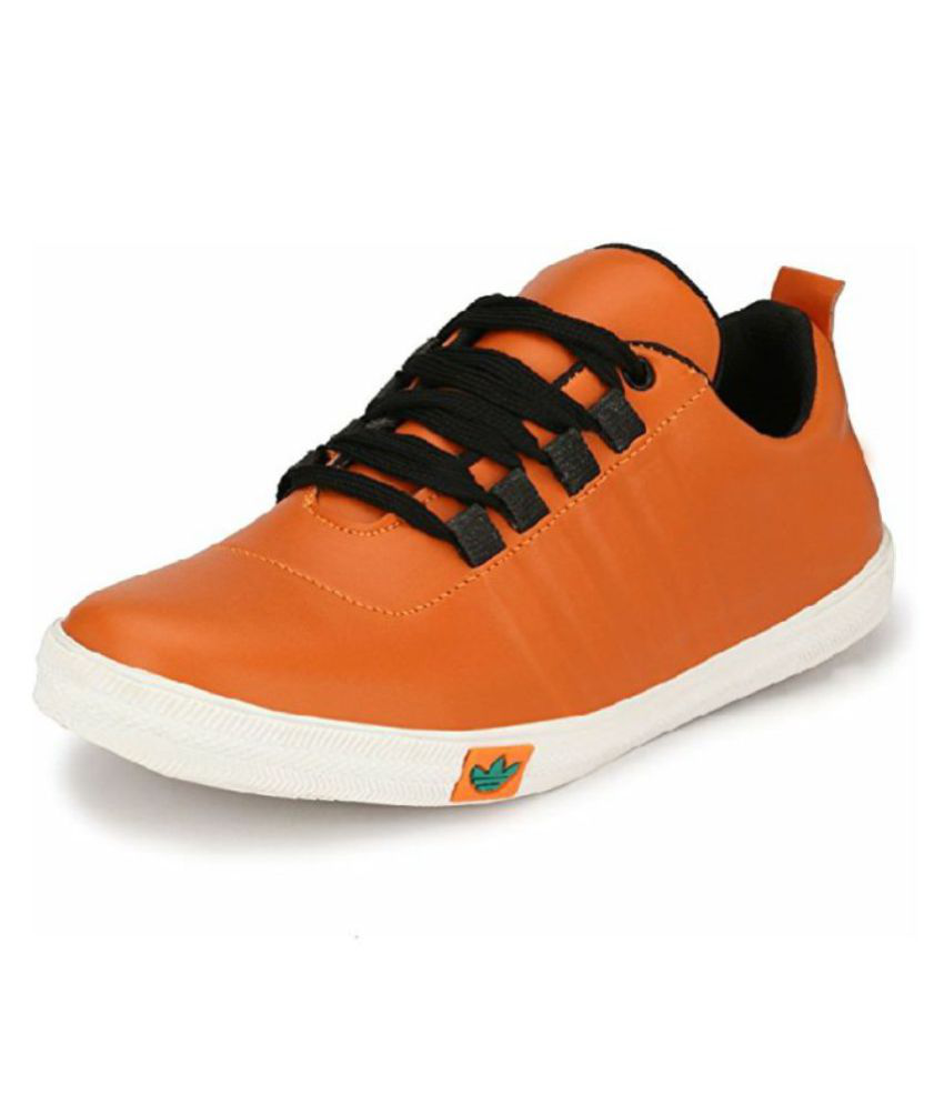 mens Sneakers Orange Casual Shoes 
