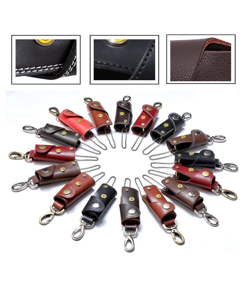 POLLSTAR Heavy Duty Car Keychain Leather Key Cover Case Simple