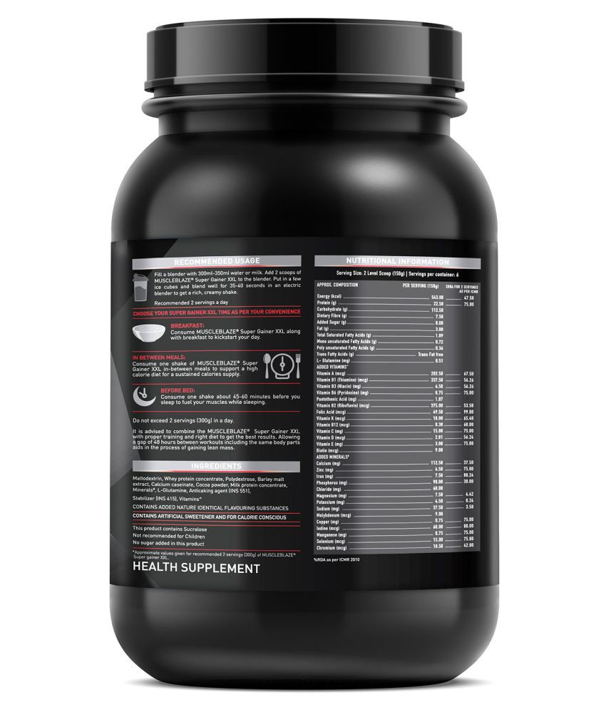 MuscleBlaze Super Gainer XXL, 1 kg Weight Gainer Powder: Buy ...