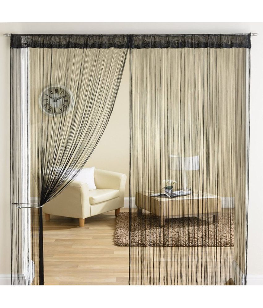     			Homefab India Others Semi-Transparent Eyelet Long Door Curtain 9ft (Pack of 2) - Black