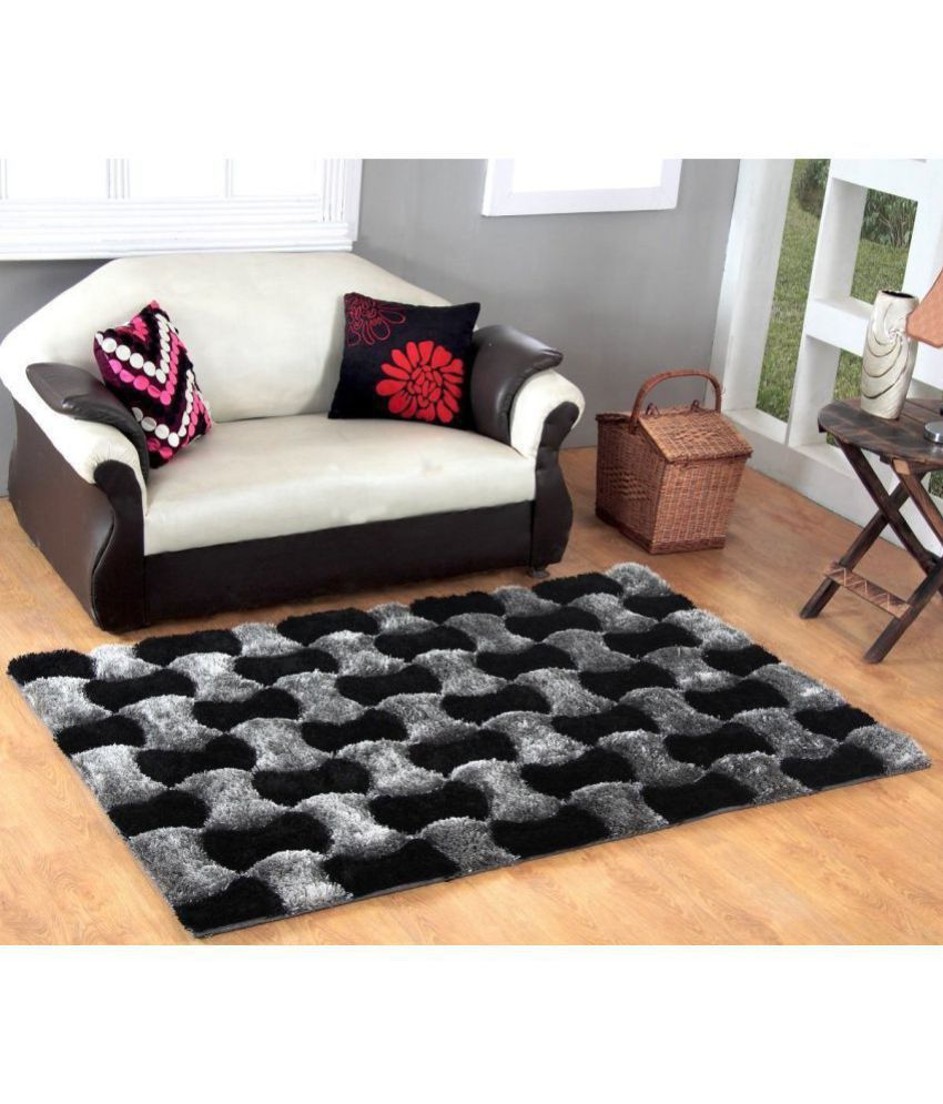     			Laying Style Multi Shaggy Carpet Geometrical 5X7 Ft.