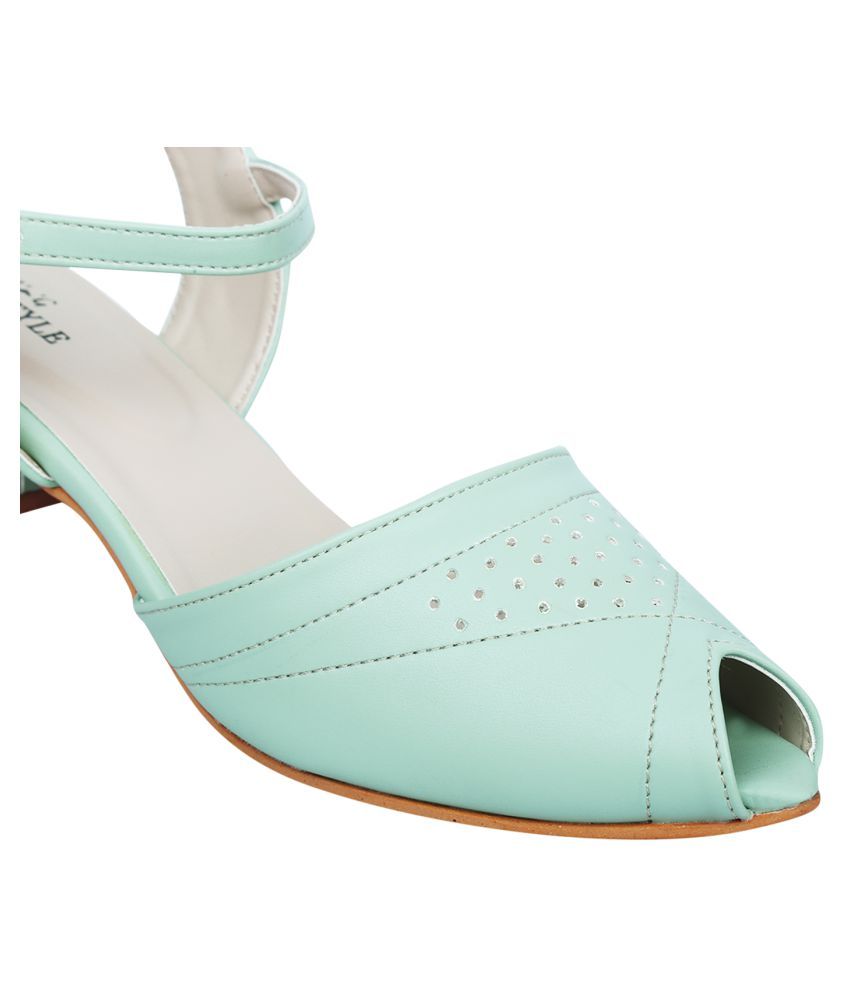 light green block heels