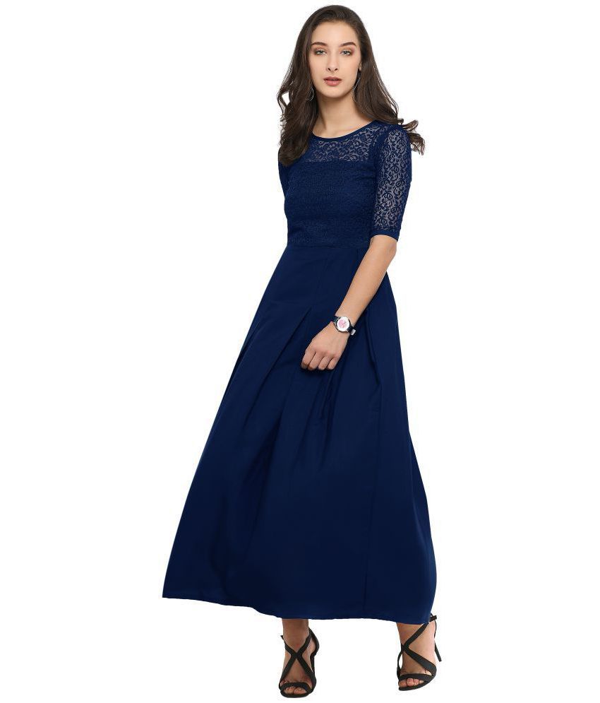 navy a line gown