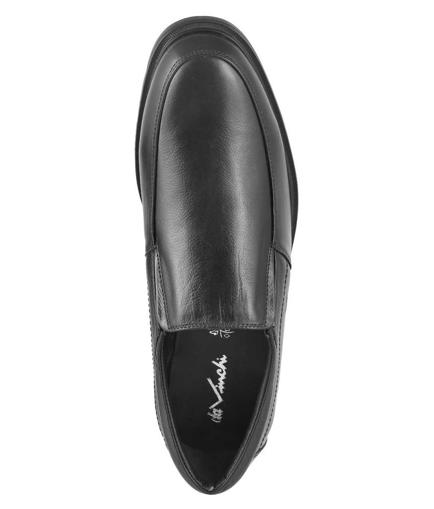 Davinchi Slip On Genuine Leather BLACK Formal Shoes Price in India- Buy ...