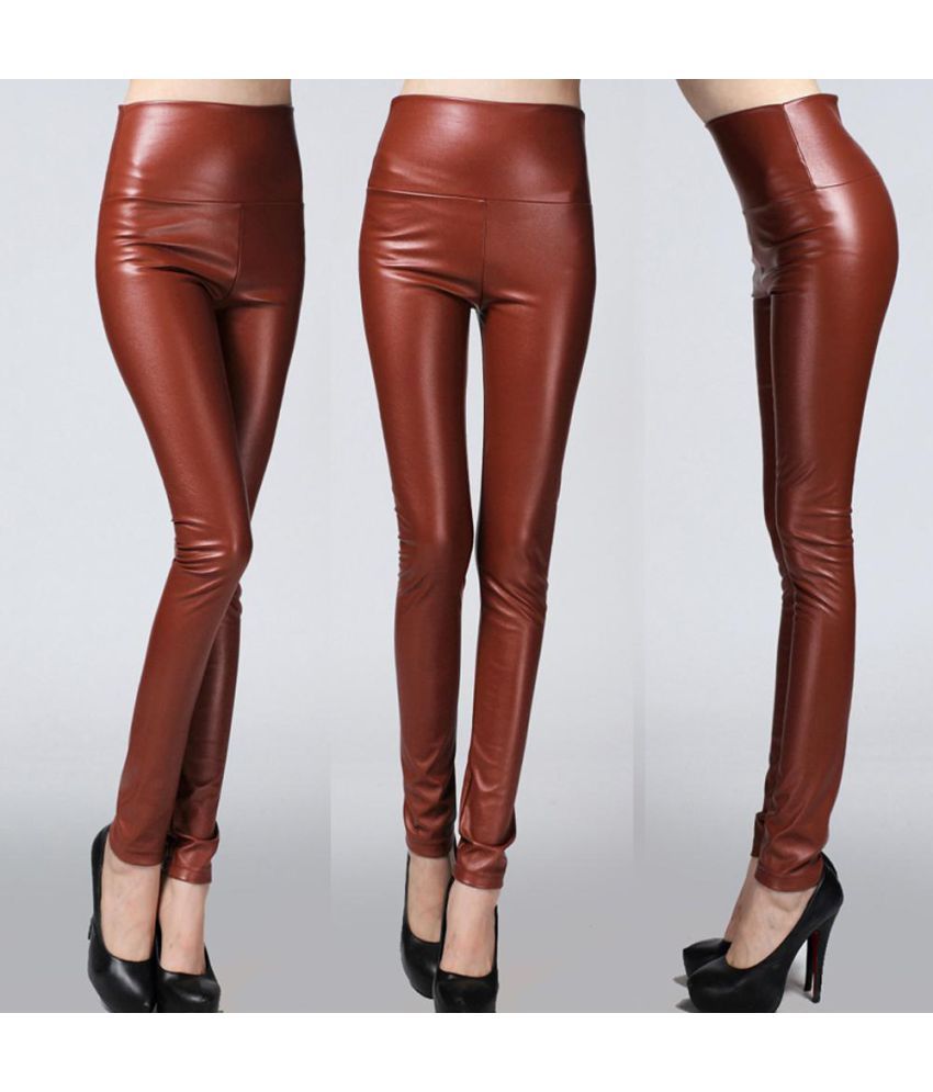 high waisted faux leather jeans