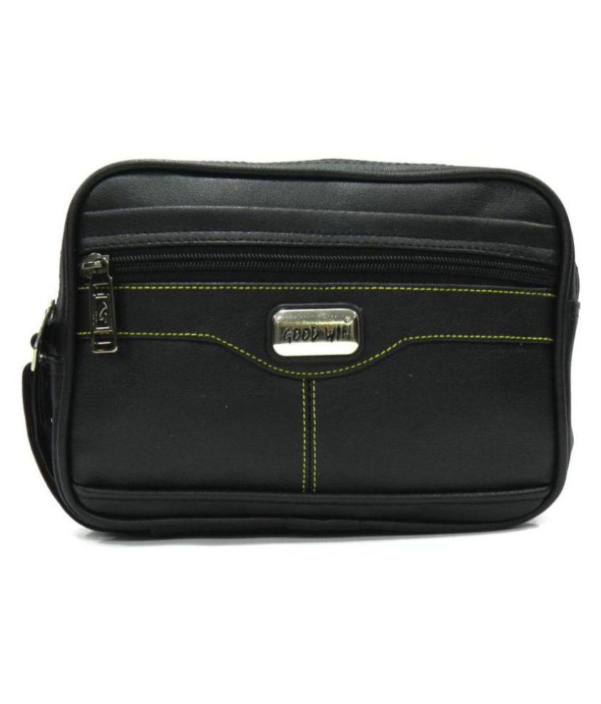     			Goodwin Black Leather Casual Messenger Bag