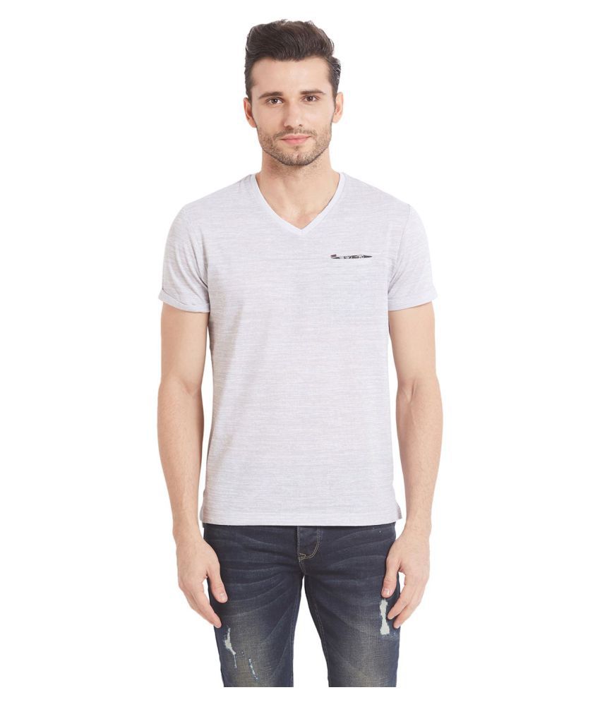 Spykar Grey V-Neck T-Shirt - Buy Spykar Grey V-Neck T-Shirt Online at ...