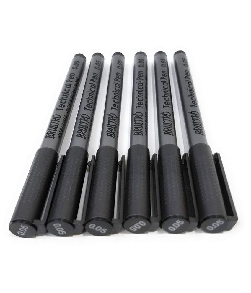 Brustro Technical Pen Black 0.05MM (Pack of 6) Buy Online at Best