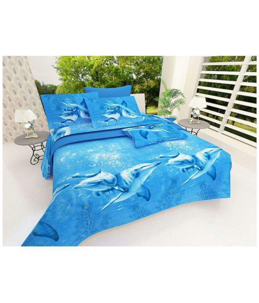 Double Fitted Sheets Light Blue Pack Set of 2 Poly Cotton