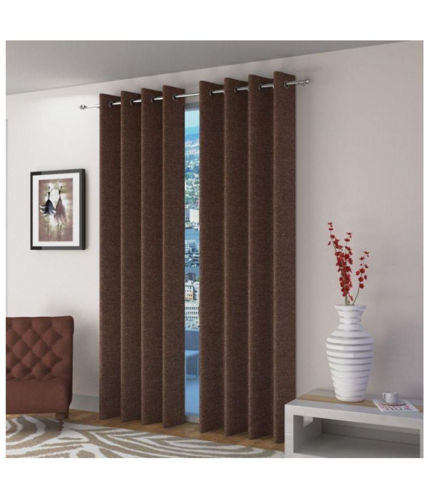 Homecraft Single Window Eyelet Jute Curtains Brown Buy Homecraft