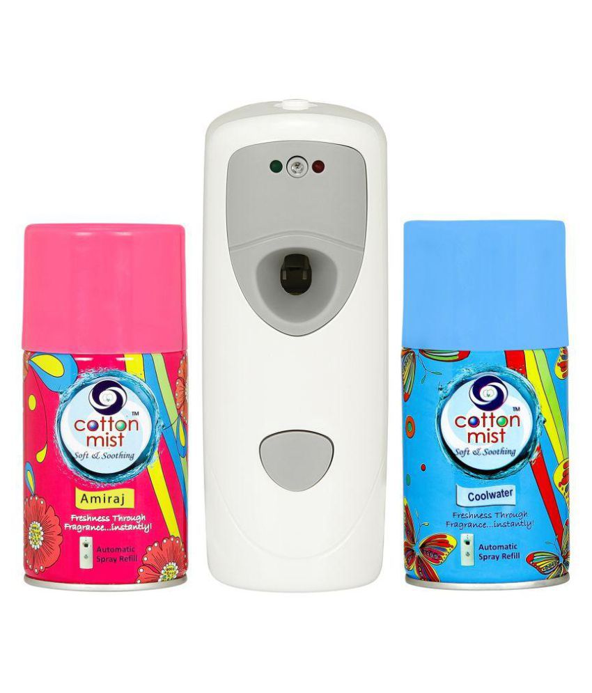 Cotton Mist Automatic Air Freshener Dispenser With 2 Room Freshener Spray 250 Ml Pack Of 3