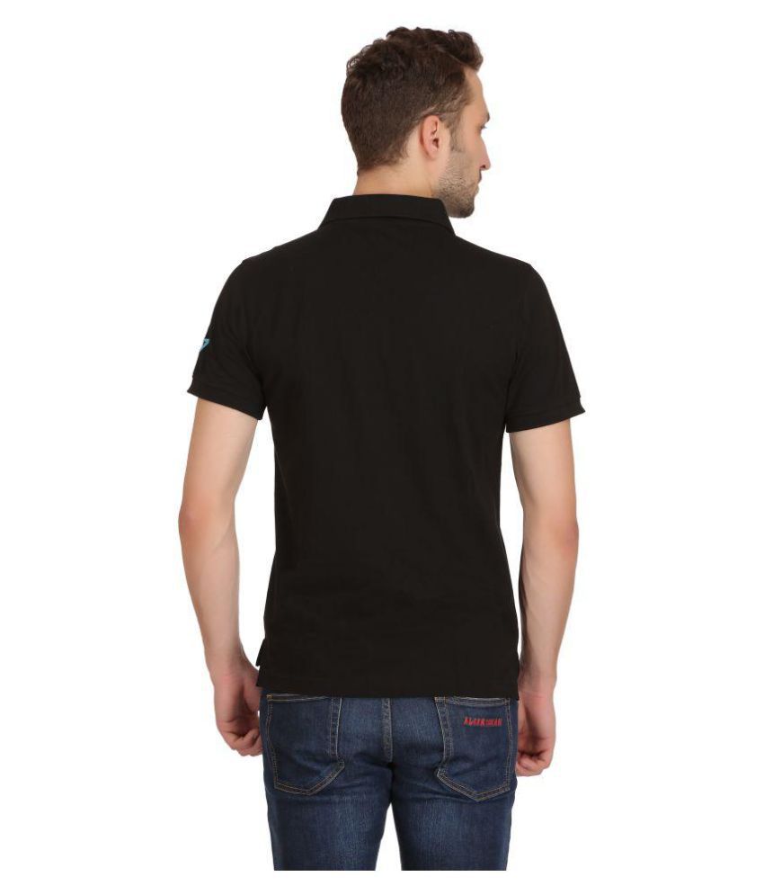 SEVEN by M.S. Dhoni Black Polyester Polo T-Shirt - Buy SEVEN by M.S ...