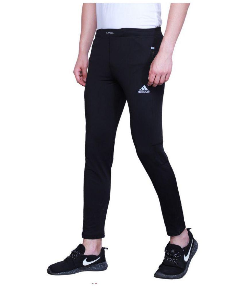 adidas black polyester lycra trackpants