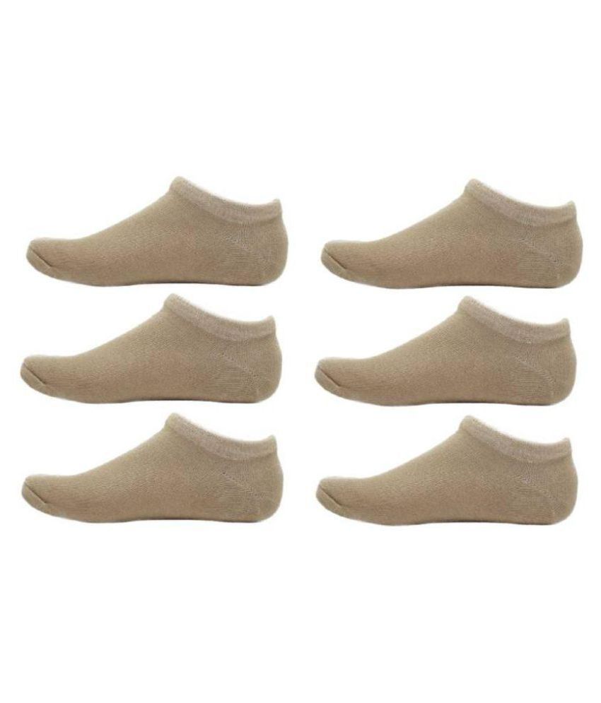     			Tahiro Beige Cotton Plain Low Cut Socks - Pack Of 6