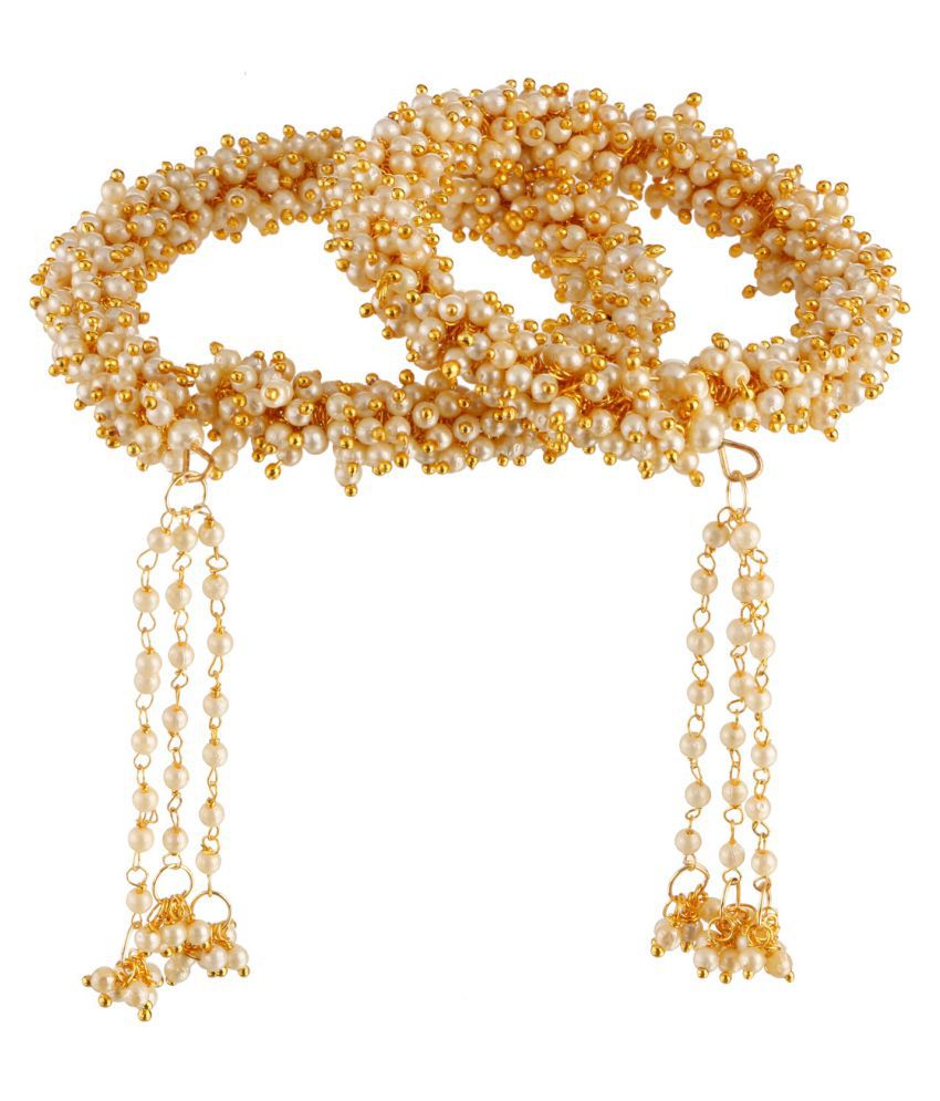 Efulgenz Traditional Designer Ethnic Gold Plated Pearl Latkan Bracelet