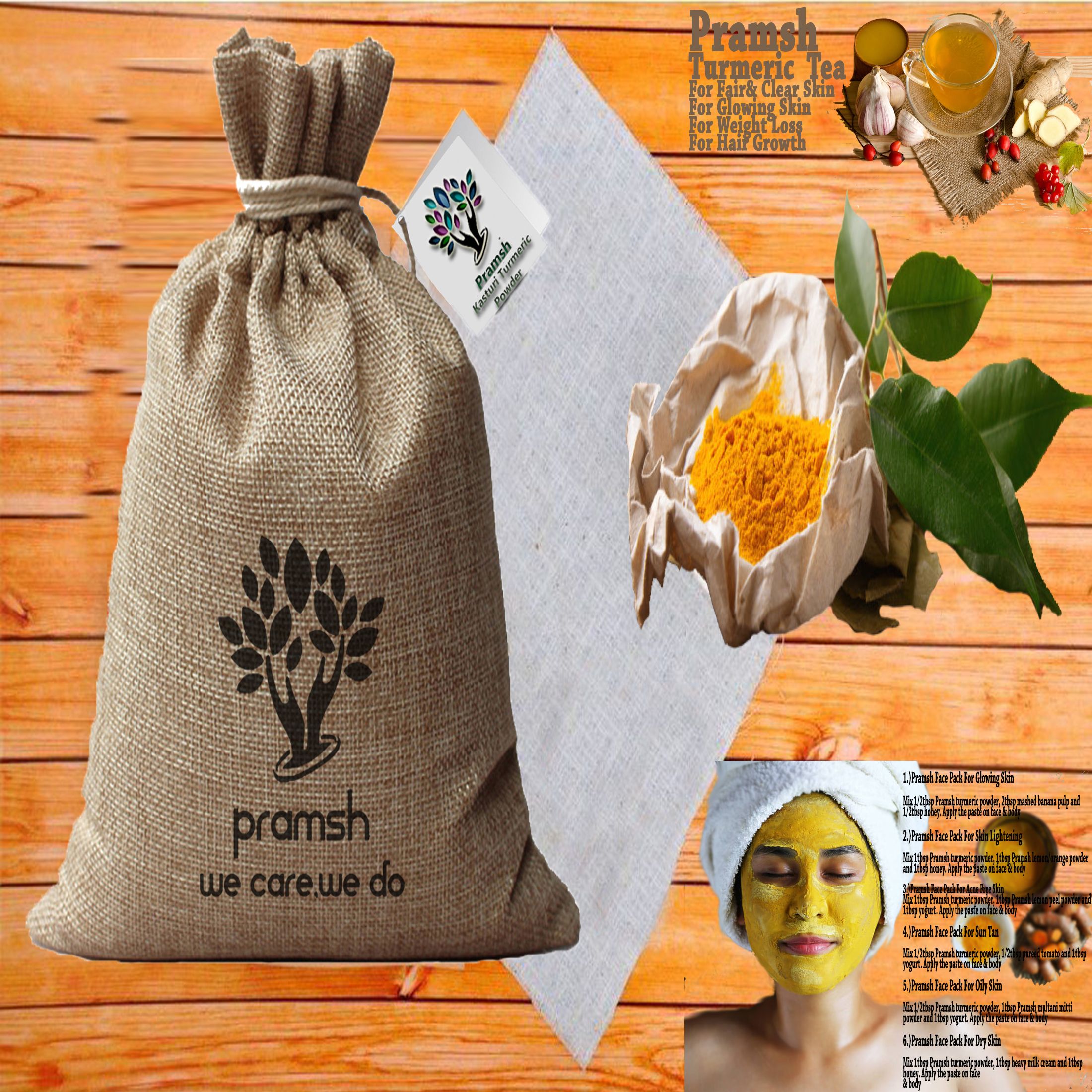 Pramsh Traders Luxurious Kasturi Turmeric Powder Face Pack Masks 300 gm