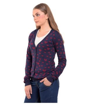 Mansi Collections Cotton Blue Buttoned Cardigans Mansi Collections Cotton Blue Buttoned Cardigans