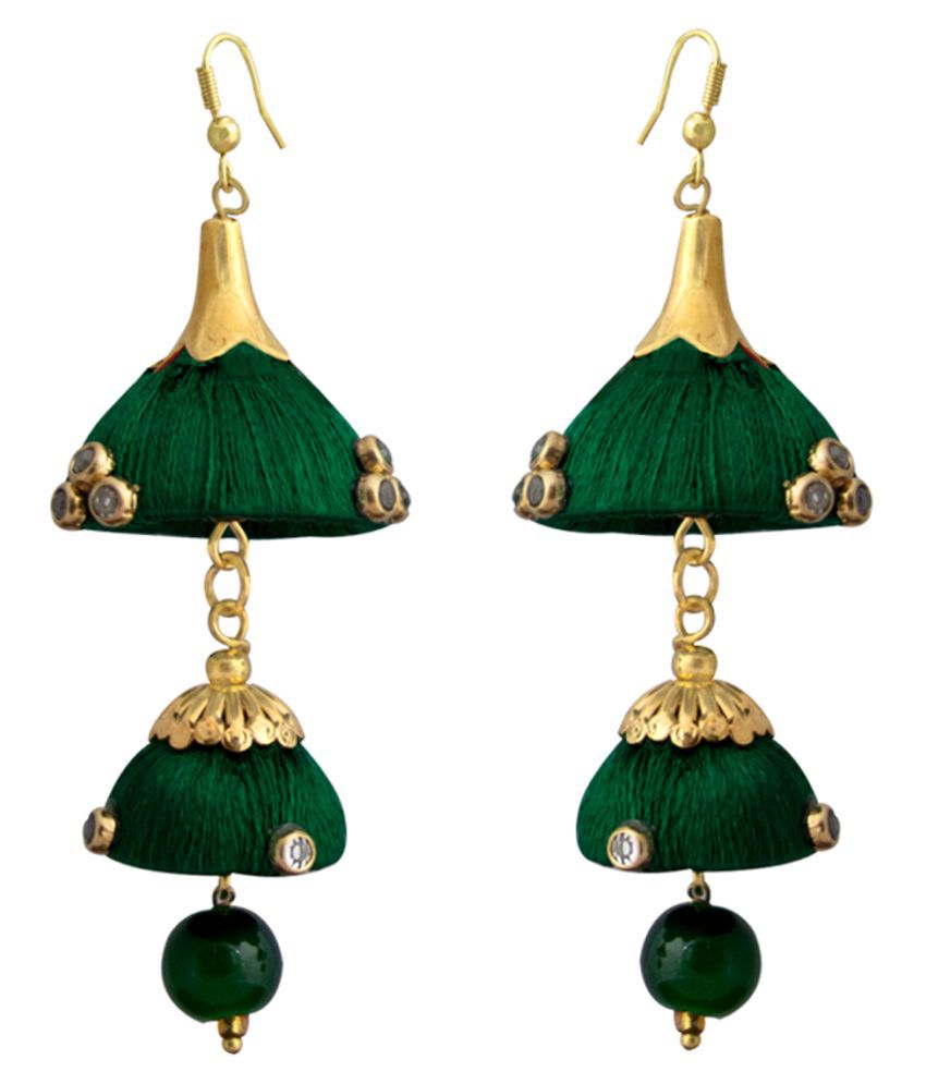 Traditional Double Dome Threaded Earring Dark Green - Buy Traditional ...