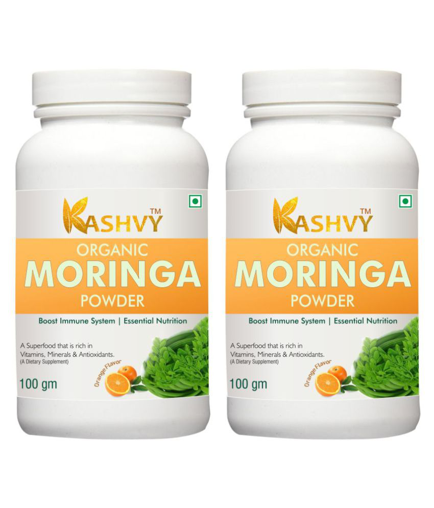     			Kashvy Moringa Powder | Improves Digestive Health, 200 gm Orange Multivitamins Powder Pack of 2