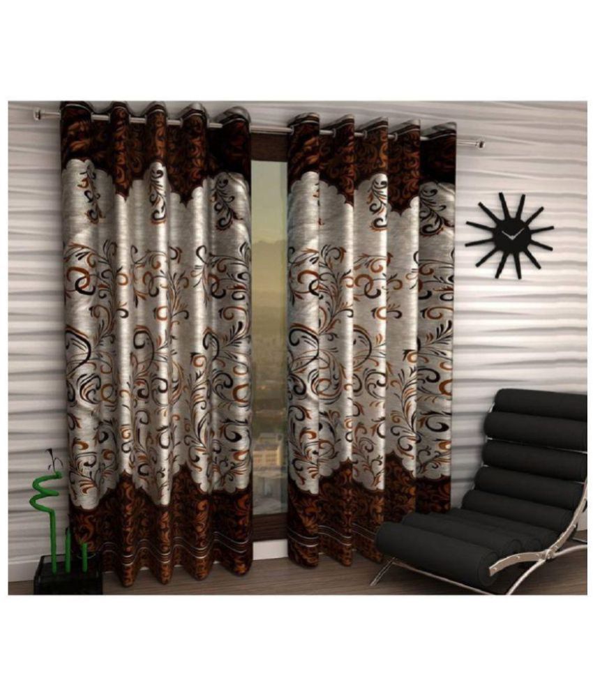     			Tanishka Fabs Blackout Curtain 5 ft ( Pack of 2 ) - Brown