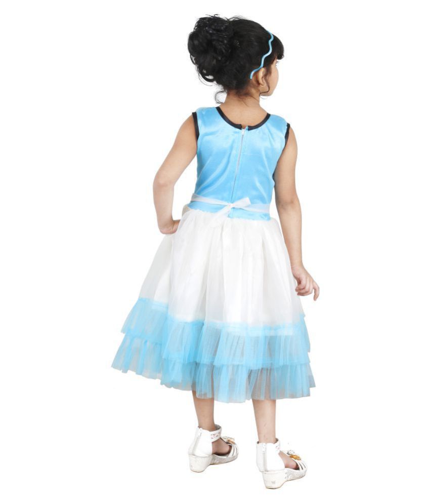 blue net long frock