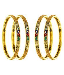 Anuradha Art Golden Finish Designer Very Classy Designer Shimmering American Diamonds Hand Bracelets//Kada for Women//Girls