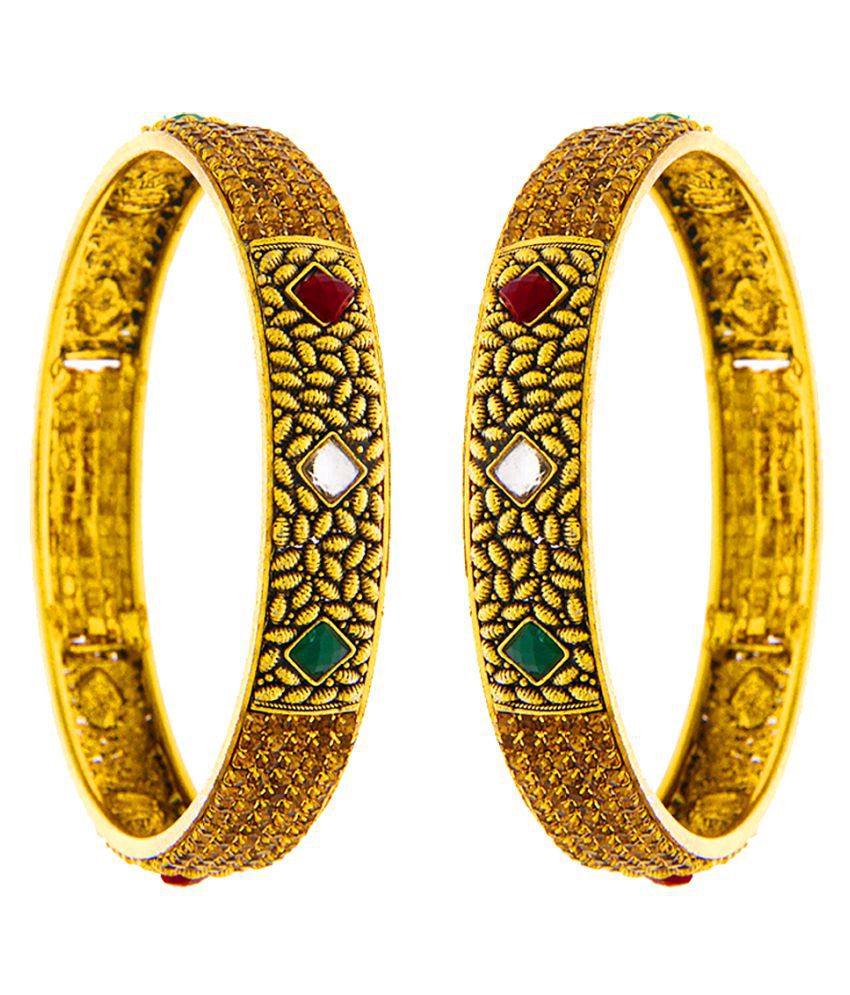 Anuradha Art Red-Green Colour Wonderful Carving Design Stylish Traditional Bangles Set for Women/Girls