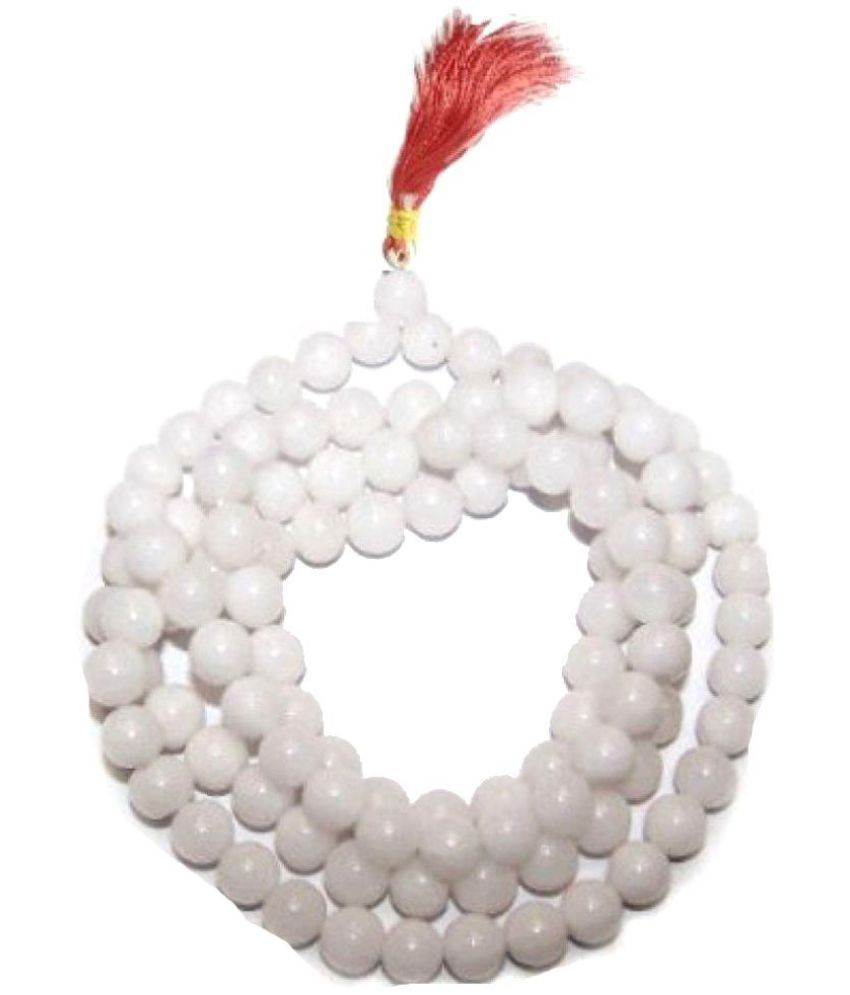     			Malabar Gems Moonstone 8 mm 108+1 Beads Pooja Mala