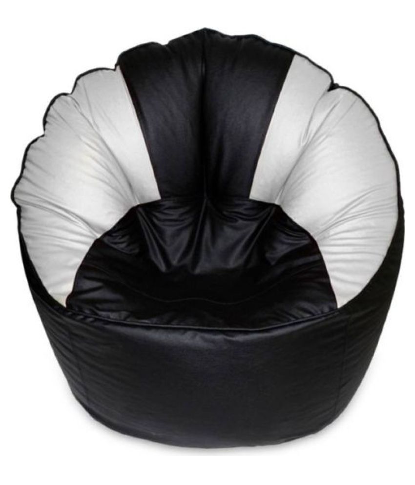 Caddy Full Artificial Leather Sofa Mudda Black White Bean Bag Cover Jumbo