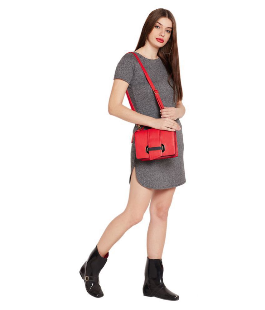 Diana Korr Red P.U. Sling Bag Buy Diana Korr Red P.U. Sling Bag
