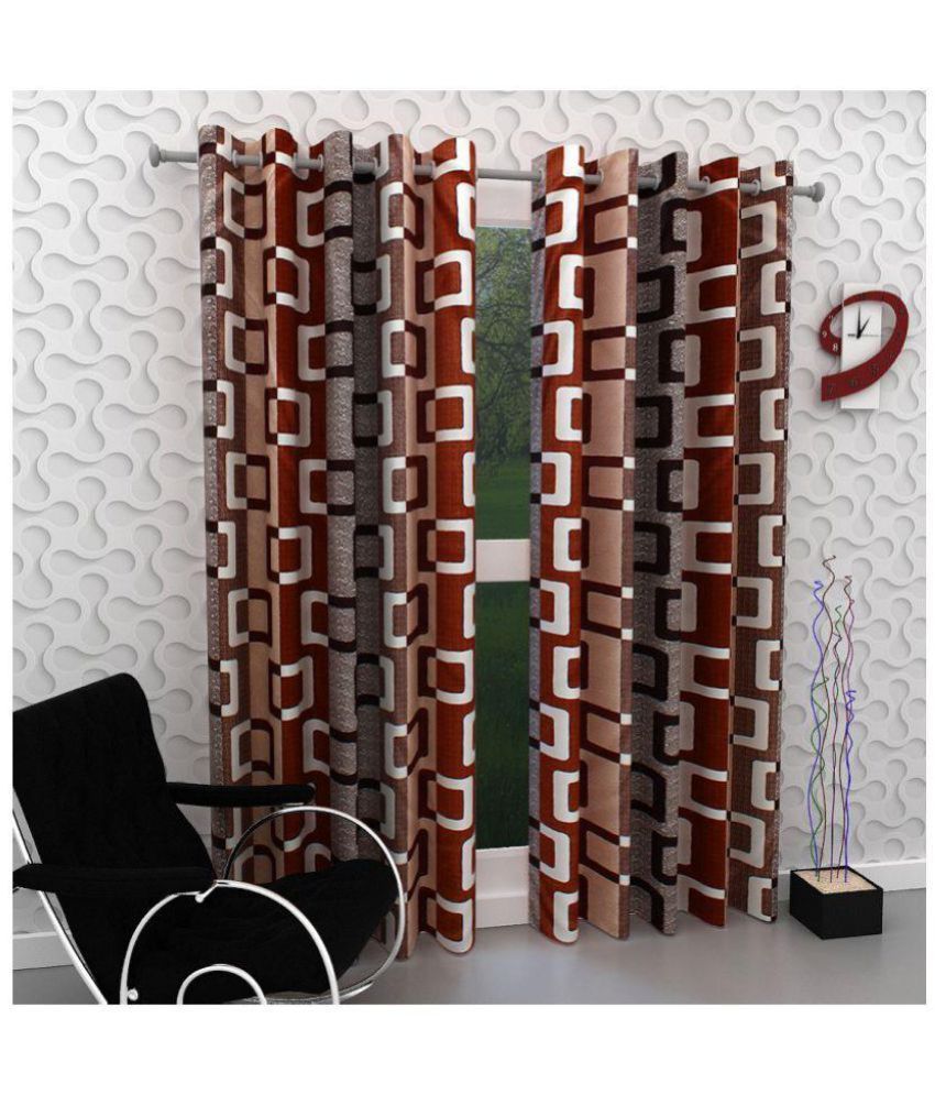     			Tanishka Fabs Semi-Transparent Curtain 5 ft ( Pack of 4 ) - Brown