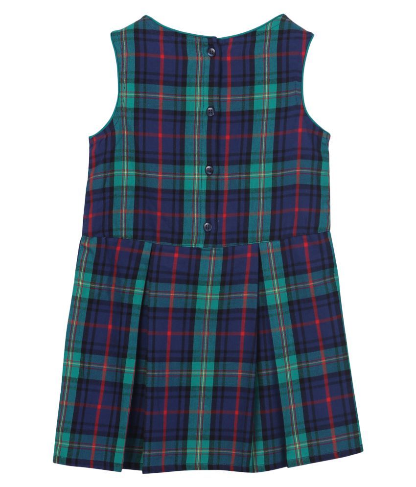blue plaid pinafore dress