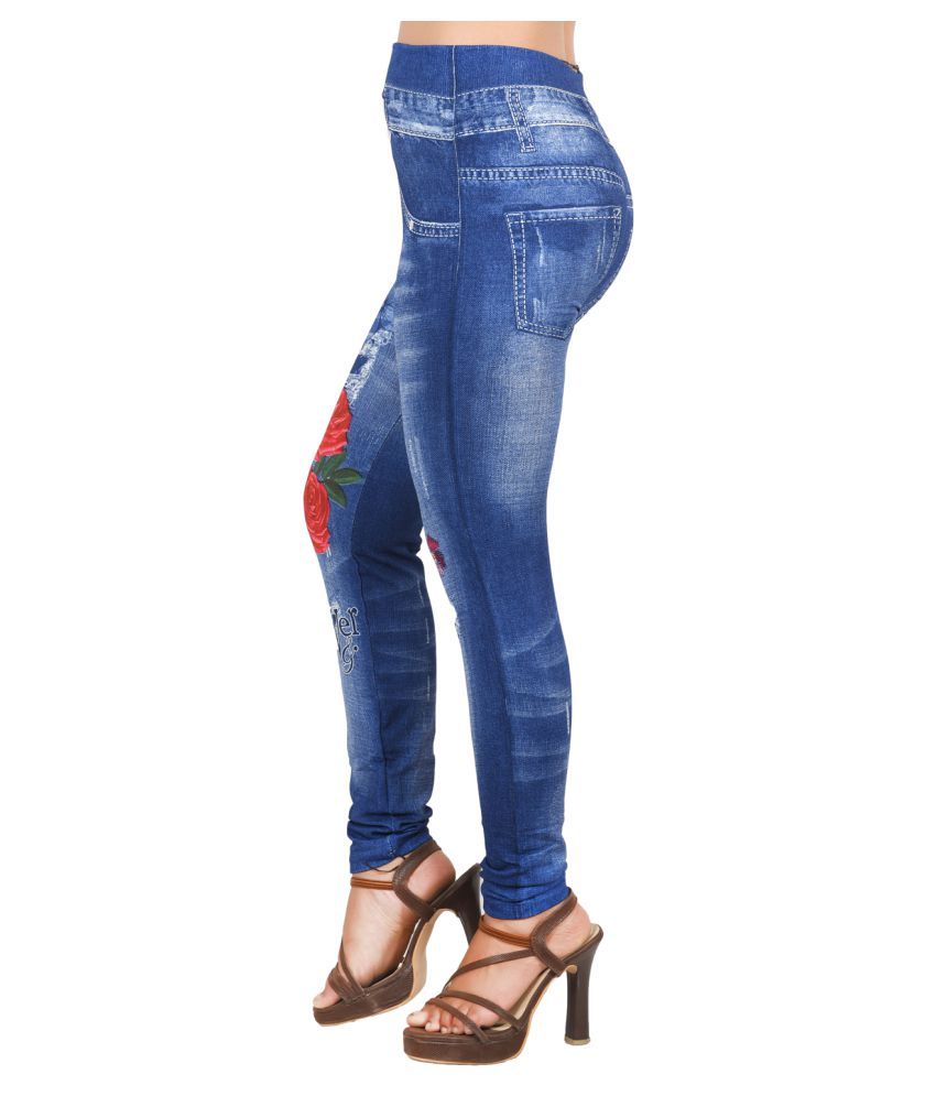 Ziva Fashion Girls/Womens Blue Poly Cotton Printed Pull On Slim Fit