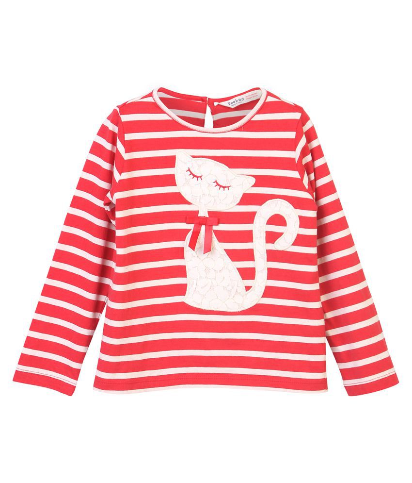 Cat Applique Red Stripe T-Shirt Red 3Y - Buy Cat Applique Red Stripe T ...