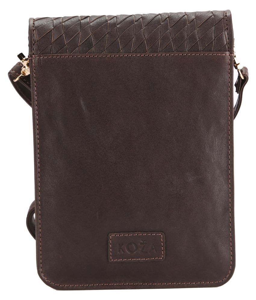 Koza Brown Pure Leather Sling Bag - Buy Koza Brown Pure Leather Sling ...