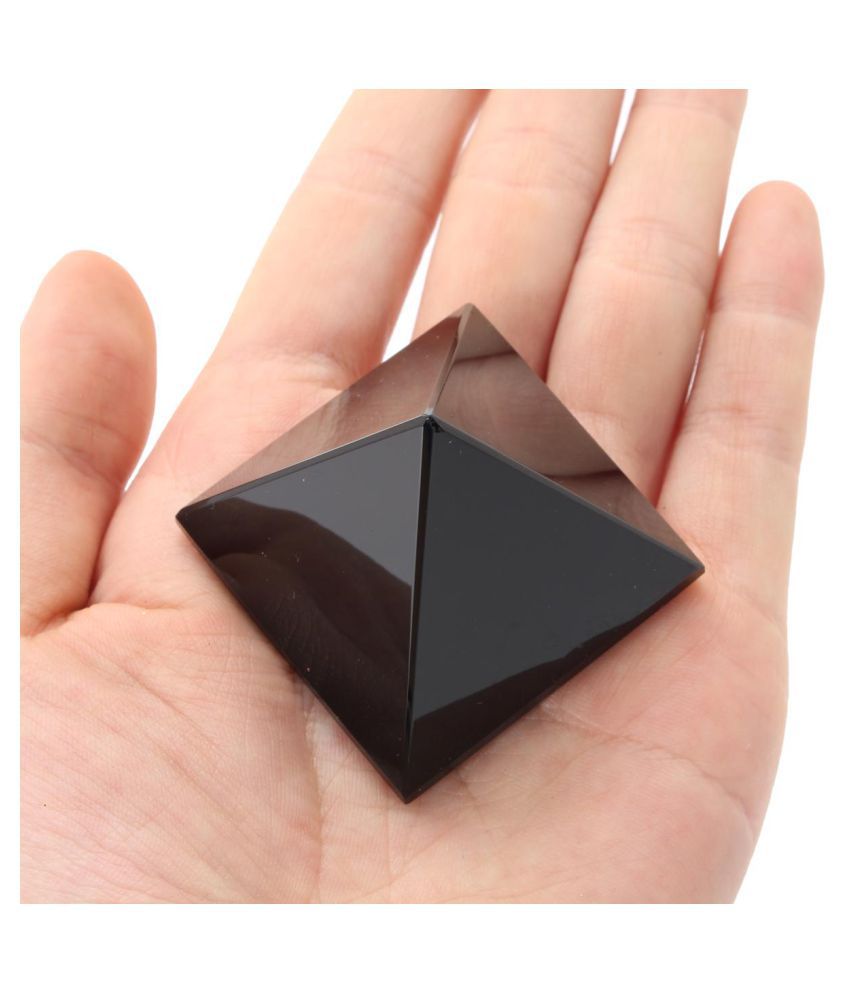 Natural Reiki Energy Charged Black Obsidian Pyramid Crystal Protective Healing 