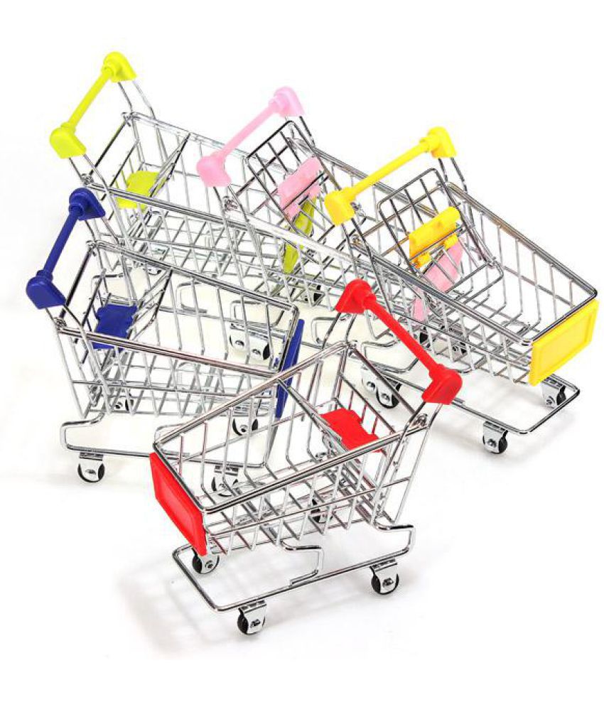 Mini Shopping Cart Desk Organizer Supermarket Phone Pen Toy