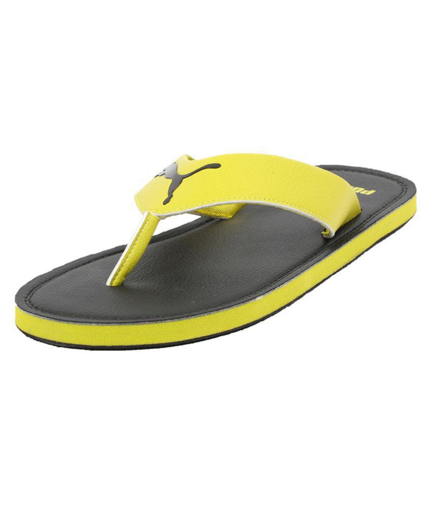 puma yellow slippers