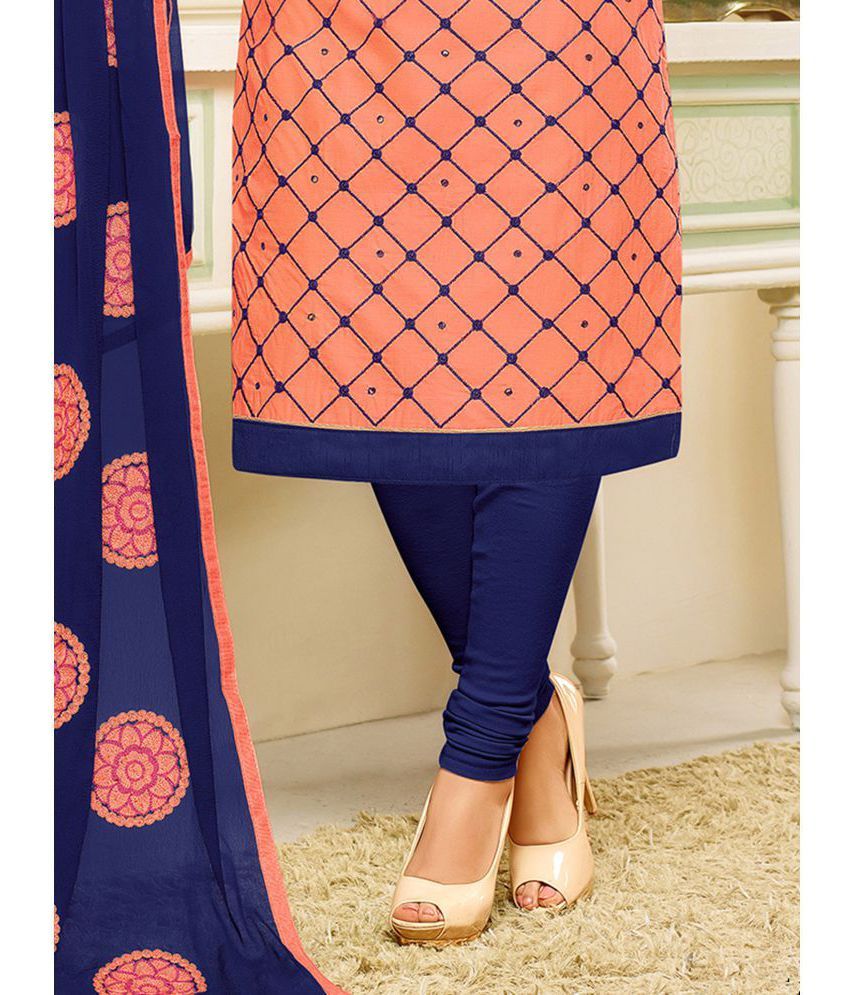 Pisara Pink and Orange Cotton Dress Material Buy Pisara Pink and