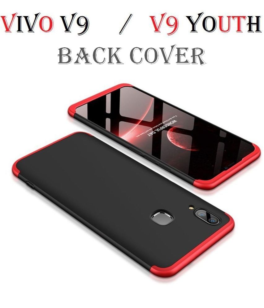 Vivo V9 Hybrid 3 In 1 Covers 360 Protection Dream2Cool Red Plain