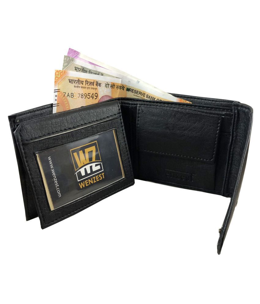     			WENZEST - Black Leather Men's Regular Wallet ( Pack of 1 )