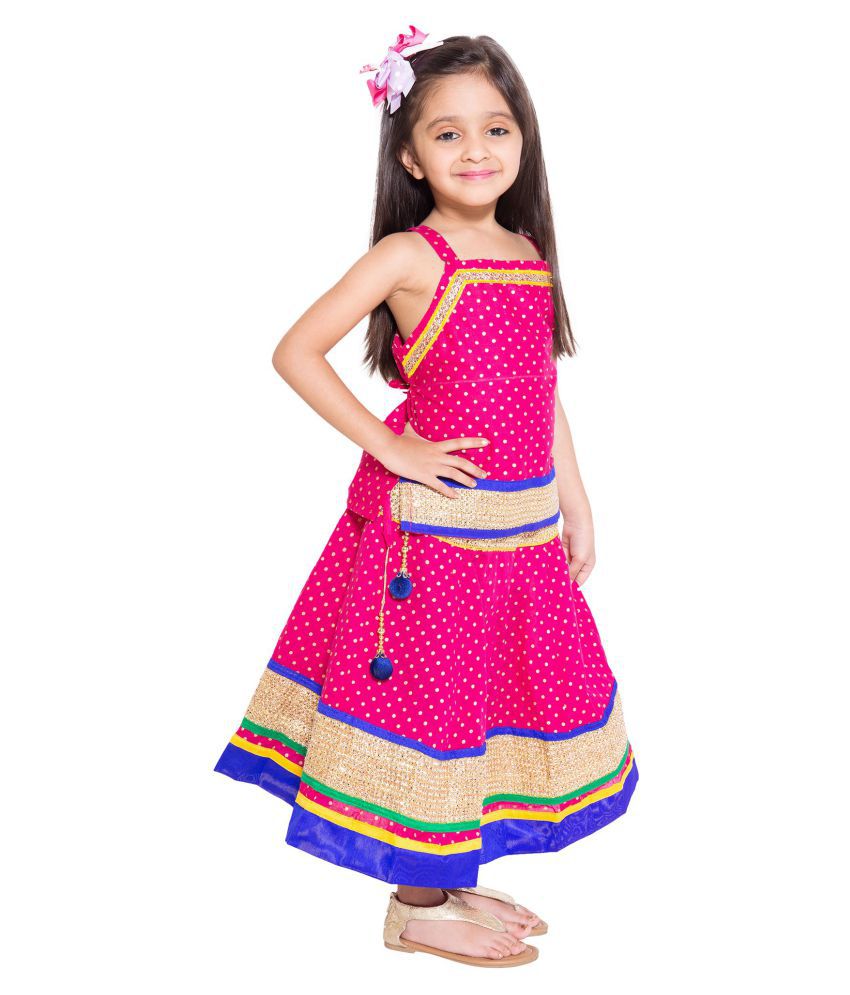 Disha Beautiful Kids wear Solid Pattern border work Lehenga Choli Top ...