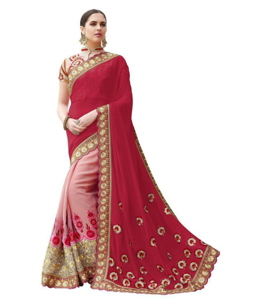 Sareeshop Designer Sarees Pink Georgette Saree Buy Sareeshop Designer 