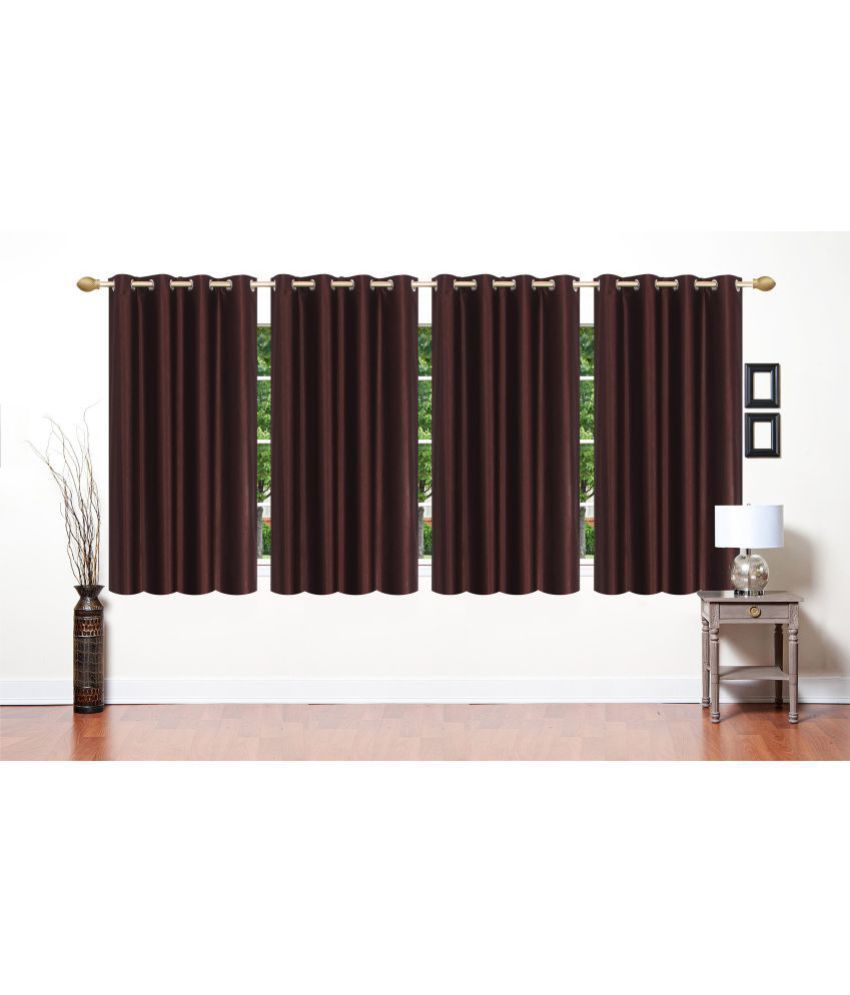     			Stella Creations Set of 4 Window Blackout Eyelet Polyester Curtains Brown